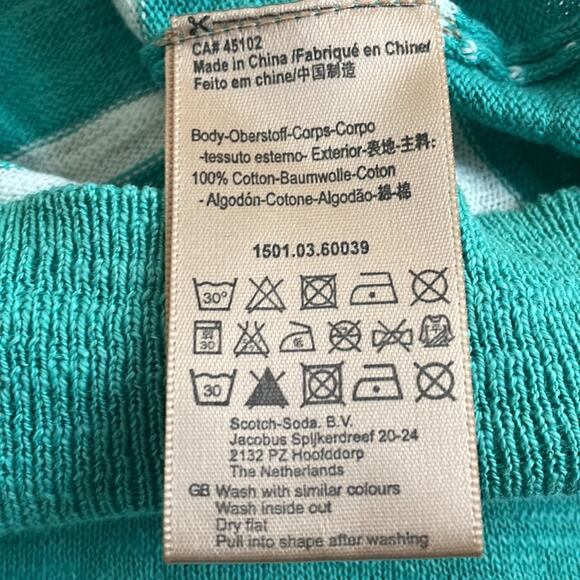 Scotch & Soda Green Stripe Crew Mens Sweater Preppy Nautical Seaside Sporty Prep - Picture 6 of 7